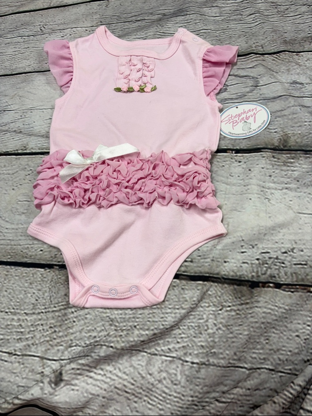 Stephan Baby Pink Ruffle Infant Bodysuit